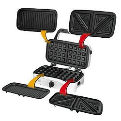 Appareil à Sandwich maker 3 en 1, Plaques Interchangeables, Gaufrier, Grille, 1200, Noir, MPM, MOP-33M 