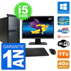 PC Tour Lenovo M91p Ecran 19" Core i5-2400 RAM 4Go Disque 1To Windows 10 Wifi - Occasion