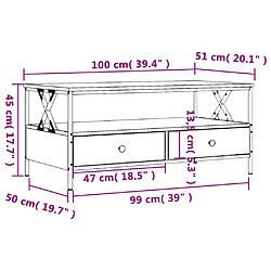 vidaXL Table basse chêne sonoma 100x51x45 cm bois d'ingénierie pas cher