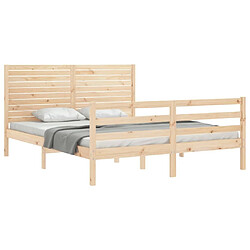 Acheter Maison Chic Cadre/structure de lit avec tête de lit pour adulte - Lit Moderne Chambre 160x200 cm bois massif -MN78792