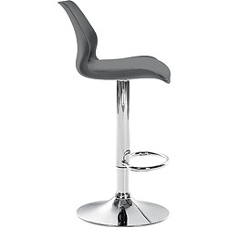 Decoshop26 Tabouret de bar x1 avec repose-pieds hauteur réglable pivotant en PVC et plastique gris et métal 10_0004905 pas cher