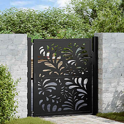 vidaXL Portail de jardin noir 105x105 cm acier conception de vagues