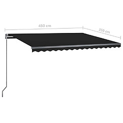 vidaXL Auvent automatique et capteur de vent LED 450x350 cm Anthracite pas cher