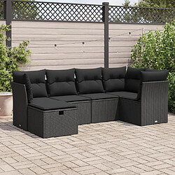 vidaXL Salon de jardin 6 pcs avec coussins noir résine tressée