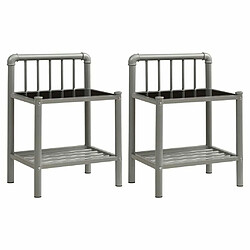 Maison Chic Lot de 2 Tables de chevet,Table de nuit,Table d'appoint pour salon Gris et noir Métal et verre -MN28711