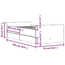 Vidaxl Cadre de lit avec tiroirs blanc 90x200 cm pas cher