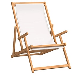 Maison Chic Chaise/Fateuill de plage pliable Bois de teck solide Crème -GKD72448