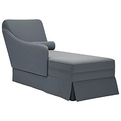 vidaXL Fauteuil long et traversin accoudoir droit gris foncé velours