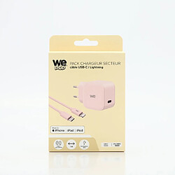 Acheter WE POP Pack Chargeur secteur + Câble USB-C/Lightning Rose : Chargeur secteur rose PD 20W port USB-C - Câble USB-C/Lightning MFI PD 20W 1 mètre en silicone rose