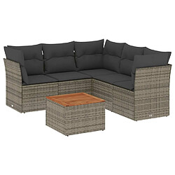 Maison Chic Salon de jardin 6 pcs avec coussins | Ensemble de Table et chaises | Mobilier d'Extérieur gris résine tressée -GKD78192