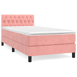 vidaXL Sommier à lattes de lit avec matelas Rose 90x200 cm Velours