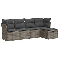 vidaXL Salon de jardin 5 pcs avec coussins gris résine tressée