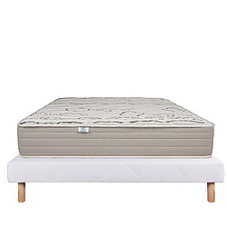 LUXURY LITERIE Ensemble matelas OrganicCoton 140x200 cm + sommier blanc ep 13cm