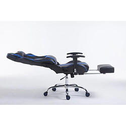 Decoshop26 Fauteuil de bureau gamer avec repose-pieds extensible mécanisme de bascule en PVC noir / bleu 10_0002743 pas cher