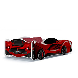 Kids Literie Lit Enfant Voiture 80x160 Ferrari Thème Livré avec sommiers et matelas en mousse de 7cm