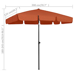 vidaXL Parasol de plage terre cuite 200x125 cm pas cher