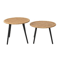 Avis Inside 75 Set de 2 tables gigogne en Bois et Rotin Naturel