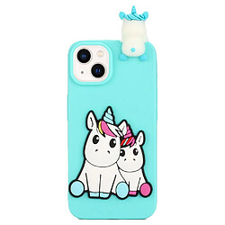 Coque en silicone flexible, motif de dessin animé en 3D, anti-chute pour votre iPhone 14 - Cheval mignon