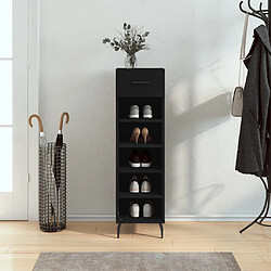 Maison Chic Armoire à Chaussures Noir,Meuble de Rangement à Chaussures 30x35x105 cm bois d'ingénierie -MN89295