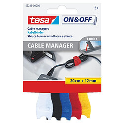 TESA - Organisateur de câbles x 5 couleurs assorties