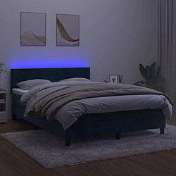 Avis vidaXL Sommier à lattes de lit avec matelas LED Bleu foncé 140x200 cm