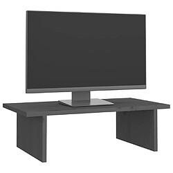 Avis vidaXL Support de moniteur Gris 50x27x15 cm Bois de pin solide