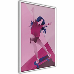 Paris Prix Affiche Murale Encadrée Girl on a Skateboard 20 x 30 cm Blanc