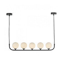 Luminaire Center Suspension Cradle Noir satiné,verre opale 5 ampoules 114cm