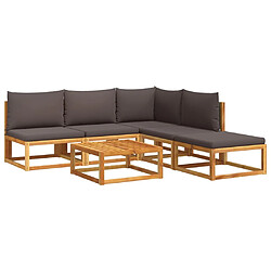 vidaXL Salon de jardin avec coussins 6 pcs bois d'acacia solide