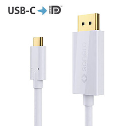 Sonero UCC021-020 USB-C câble DisplayPort, 4K 60Hz avec 18Gbps, USB 3.1, Old Fashion, Thunderbolt 3 compatible avec MacBook Pro, Samsung S8, Dell XPS 15 et d'autres ordinateurs USB-C, 2,0m, blanc