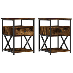 vidaXL Tables de chevet 2 pcs chêne fumé 40x42x55 cm bois d'ingénierie