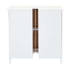 Mendler Meuble sous-vasque HWC-B41, bambou, blanc, 60x60x30cm pas cher