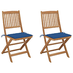 vidaXL Chaises pliables de jardin lot de 2 avec coussins Bois d'acacia