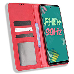 Etui en PU texture rétro, auto-absorbé magnétique avec support pour votre Infinix Hot 11s/Hot 11s NFC 4G - rouge