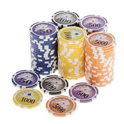 Avis 100 Pièces De Jetons De Poker Texas Hold'em Casino 13,5 G 100500 1000 5000 10000