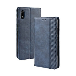 Wewoo Coque Etui en cuir à boucle magnétique rétro et rétro pour Wiko Jerry 4 support et emplacements cartes et cadre photo Bleu