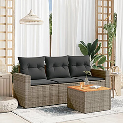 Maison Chic Salon de jardin 4 pcs avec coussins | Ensemble de Table et chaises | Mobilier d'Extérieur gris résine tressée -GKD28218