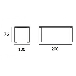 Inside 75 Table repas ECO 8 couverts 200 x 100 x 76 cm pieds noyer plateau céramique hidra