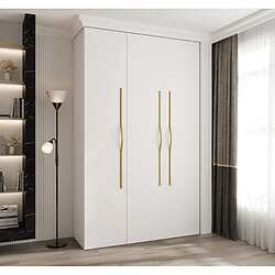 Abiks Meble Armoire à portes battantes Como 2 245,5/150/40 3 portes (blanc/doré)