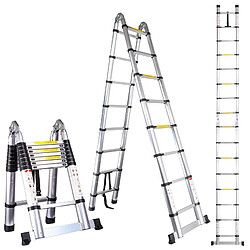 Échelle Télescopique Portable et Pliante Échelle Escamotable 3,8M (1,9M + 1,9M) pas cher