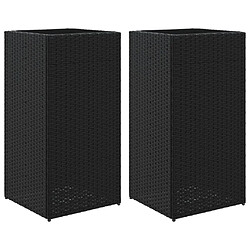 vidaXL Jardinières 2 pcs noir 40x40x80 cm résine tressée