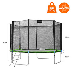 Acheter Hauki Trampoline de jardin avec filet de sécurité et échelle set complet vert Ø 427 cm