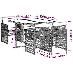 vidaXL Ensemble à manger de jardin avec coussins 5pcs Beige poly rotin pas cher