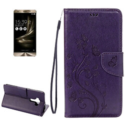 Wewoo Housse Étui Violet pour Asus ZenFone 3 / ZE552KL en cuir imprimé fleurs avec support et ampère Slots de cartes Portefeuille