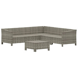 Avis vidaXL Salon de jardin 6 pcs avec coussins Gris Résine tressée