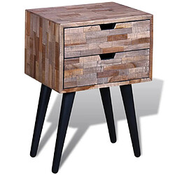 Maison Chic Table de chevet,Table de nuit,Table d'appoint pour salon avec 2 tiroirs Bois de teck recyclé -MN37161