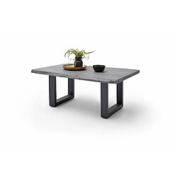 Inside 75 Table basse CLAREN plateau 110 en acacia laqué gris piétement U laqué anthracite