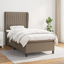 Maison Chic Structures de lit + matelas,Lit à sommier tapissier avec matelas Taupe 80x200 cm Tissu -MN75645