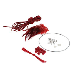 Kits Matériel Dream Catcher DIY Boucle En Fer, Cordon En Daim, Plume, Perles Rouges pas cher