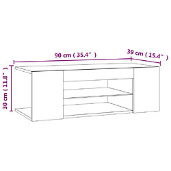 vidaXL Meuble TV avec lumières LED Chêne fumé 90x39x30 cm pas cher